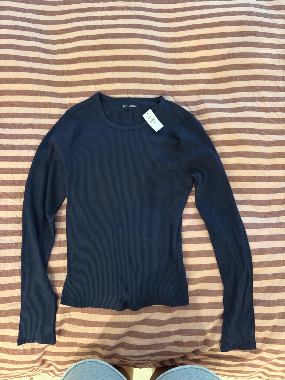 GAP Navy Ribbed Long-Sleeve Tee
